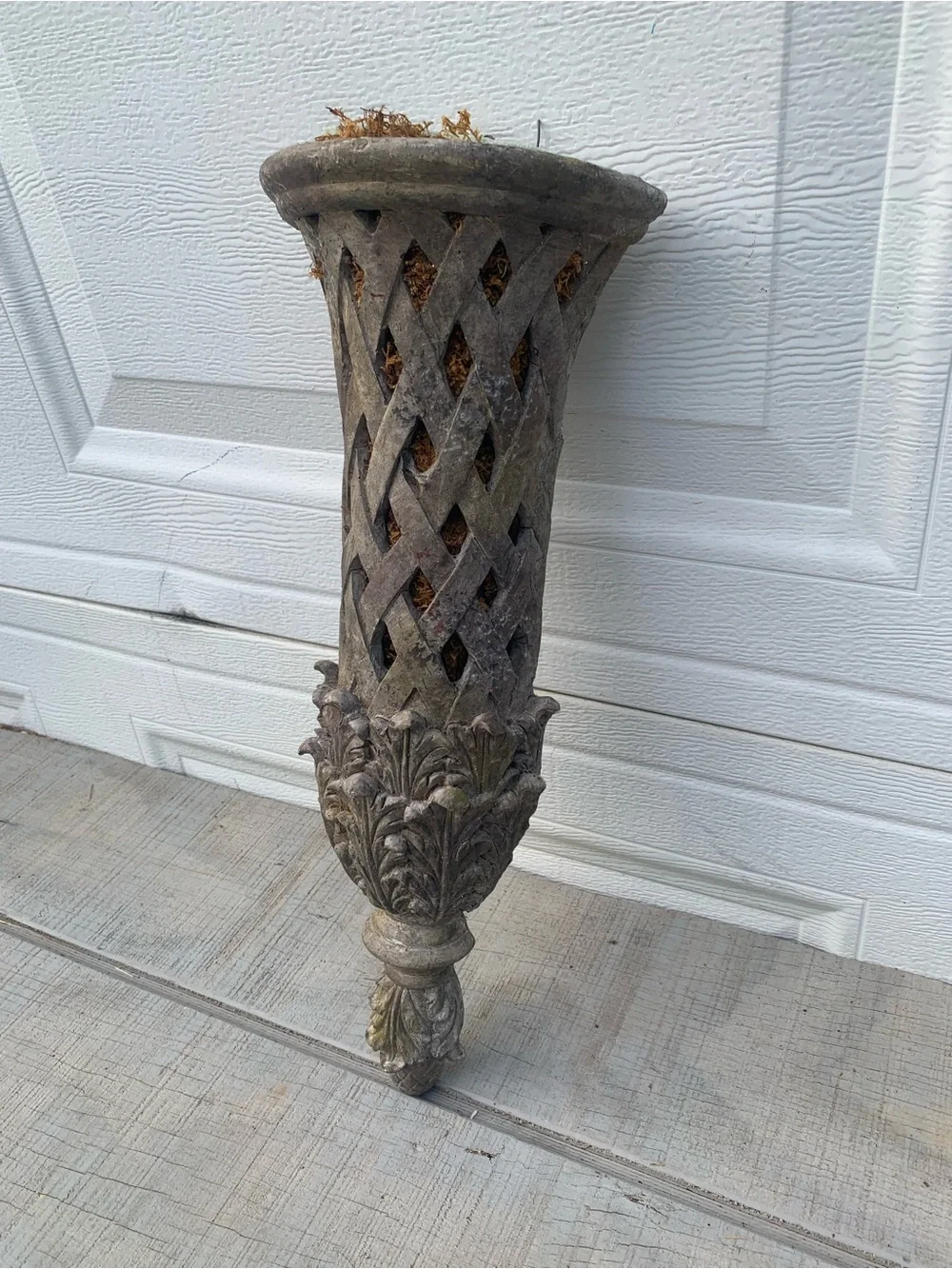Vintage Wall Cornucopia Planter Horn Basket Resin Acanthus Floral 18”Wall Packet
